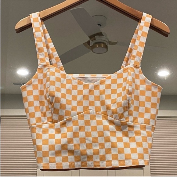Hollister Tops - Hollister Bust Cup Crop Top in Yellow Check